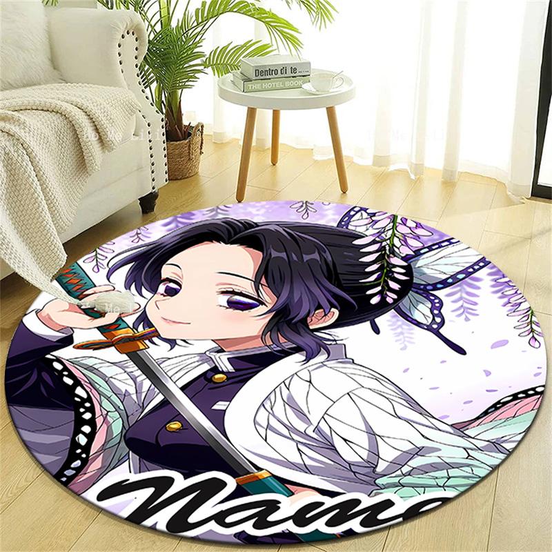 Personalized Demon Slayer Round Chair Office Rug - Perfect for Mat, Office Chair & More - Ideal Gift for Birthdays and Holidays