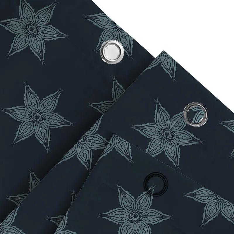 Luxury Star Pattern Waterproof Shower Curtain For Bathroom Decor Navy Blue