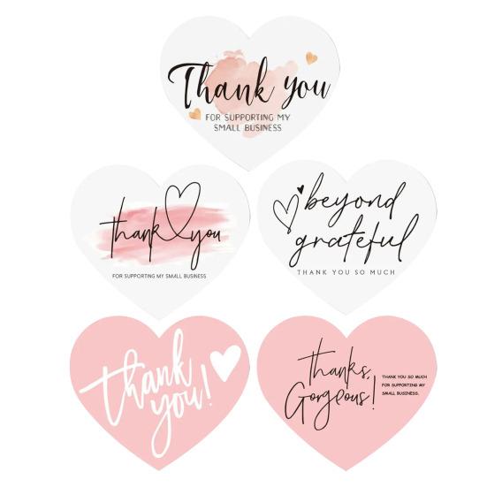 Yousheng 150 Pcs Love Heart Shaped Thank You Cards 2.36 X 2.76 Inch Blank Notecards Greeting Cards for Wedding Baby Shower Small Business
