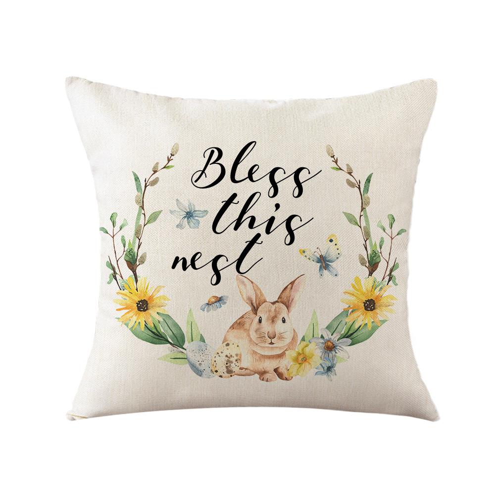 Easter Pillow Print Pillowcase Cartoon Rabbit Print Square Pillowcase Sofa Cushion Pillow