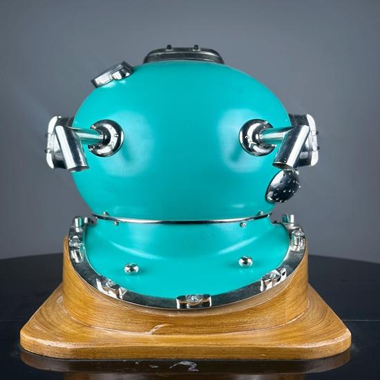 45,72 cm Grüner Tiefsee Taucher Tauchhelm mit Holzsockel Marine Nautisch Boston Tauchhelm Bestes Geschenkobjekt