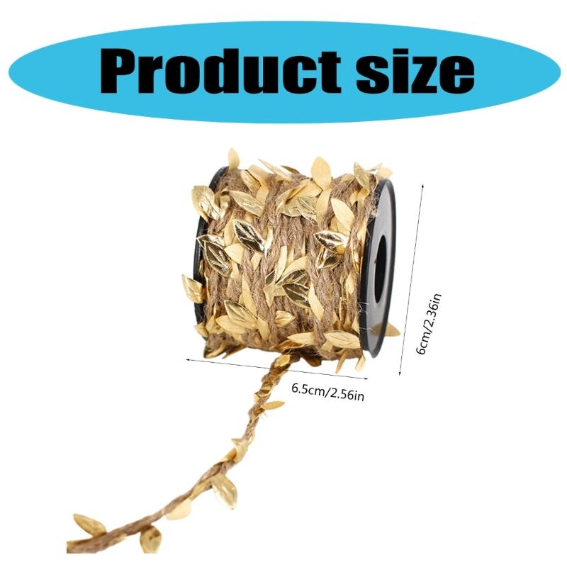 10m Leaf Rope String Natural Twine Leaf Ribbon Heavy Duty Hanging Rope for Wedding Decoration Gardening Accessories