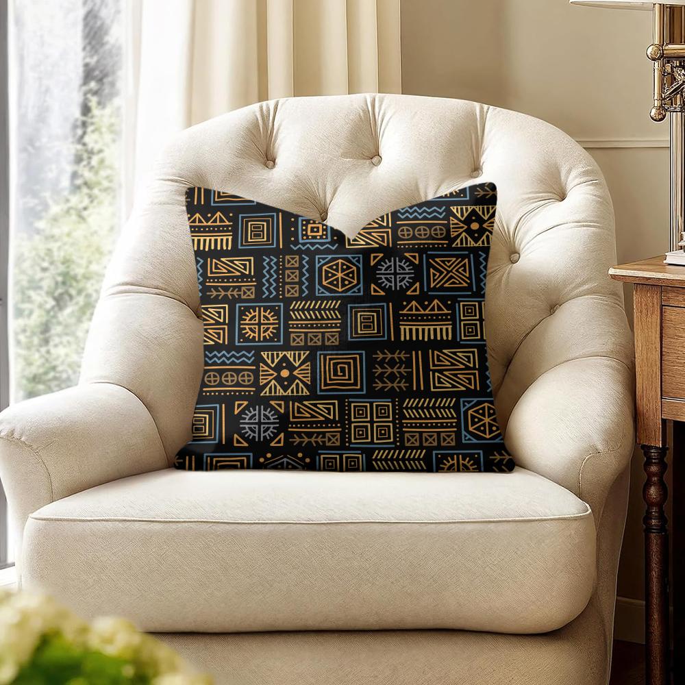 African Tribal art Cushion Cover Natural Linen Organic Fabric DoubleSided Printing Couch Pillow Covers Home Decor