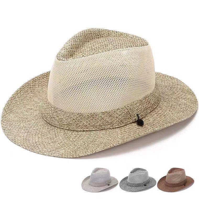 Casual Summer Sun Hat For Men With Wide Brim And Breathable Straw Material For Outdoor Fishing And Sun Protection