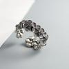 925 Sterling Silver Rings for Women Couple Minimalist Handmade Simple Retro Flower Zircon Ring Fine Jewelry Gift Prevent Allergy