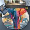 Elephant Round Area Rug,Carpet Rug for Living Room Bedroom Sofa Playroom Decor,Non-slip Floor Mat