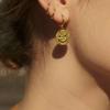 European Style Trendy Exaggerated Gold Plated Round Smiley Face Earrings