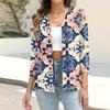 Women's Casual Fashion Floral Print Button 3/4 Sleeve Cardigan Top