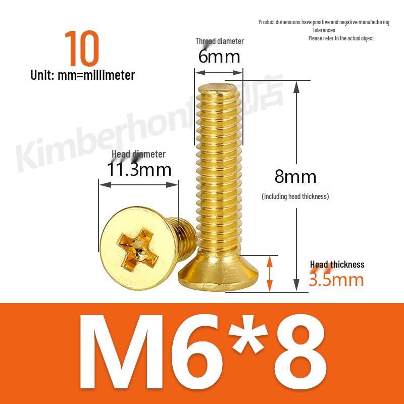 Copper Phillips Countersunk Head Machine Screws, Sizes M2–M4, Lengths 6/8/10/12mm