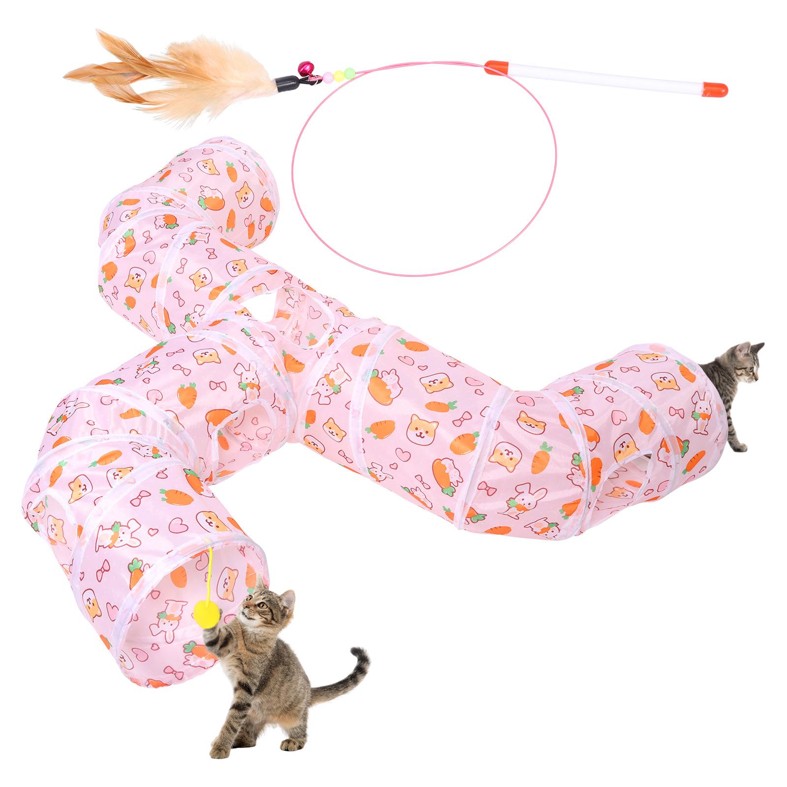 

Складной туннель для кошек в стиле крана, универсальный, устойчивый к разрывам, игрушка-туннель для мелких животных с дразнилкой для кошек для игр в помещении и на улице