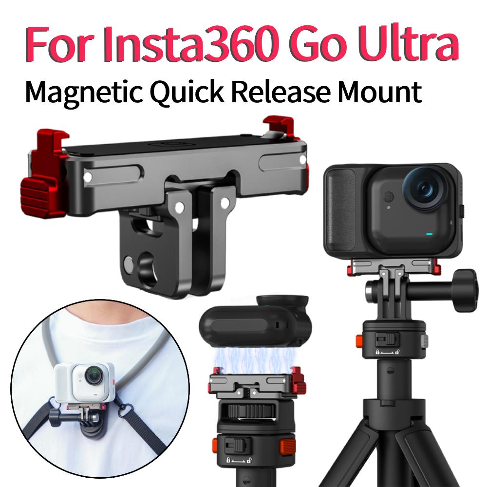 Camera Magnetic Adapter Mount for Insta360 Go Ultra Aluminum Alloy Quick Release Mount Expansion Bracket Camera Accessories