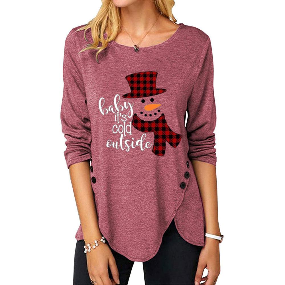 Crew Neck Cotton T-shirt Blouse Tops 
