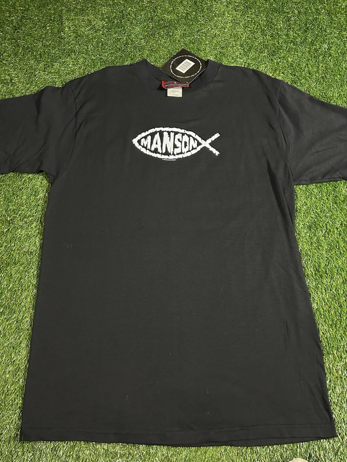 Vintage 1997 Marilyn Manson Jesus Fish T Shirt Sz L 90s Goth Industrial NOS Unisex T-Shirt L