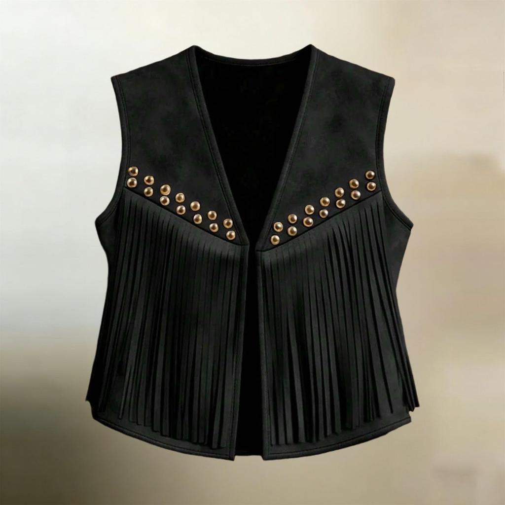 Women's Sleeveless Vest – Casual V-Neck with and Studs