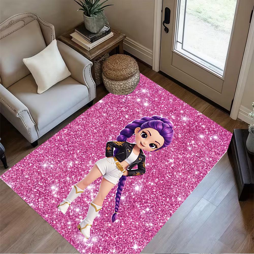 K-pop Fashion Fusion Floor Rug Office Rug Perfect for Dining Room Study room Balcony Living Rooms Anti-slip Rug Anime Office Decor Best for Christmas