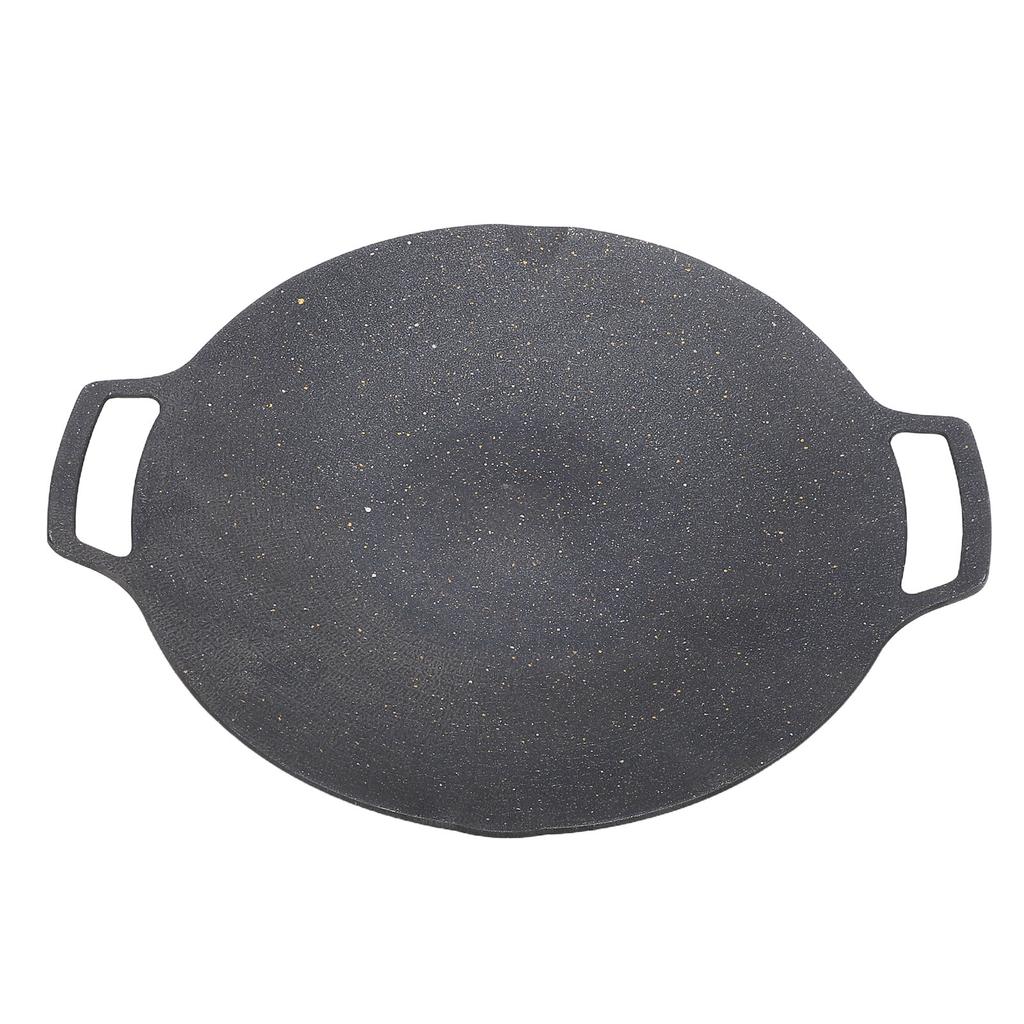 Round BBQ Grill Pan Anti Stick Coating Induction Cooker Griddle Plate for Outdoor Camping Picnic Party