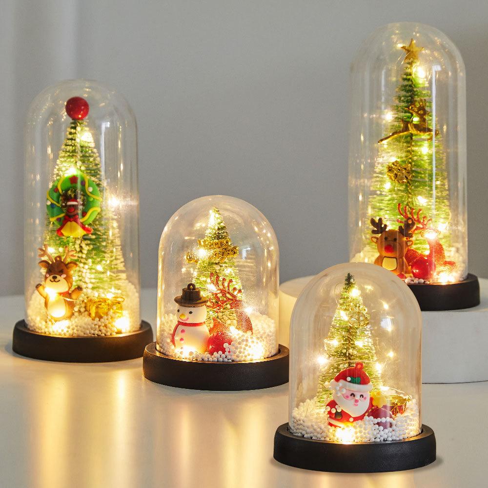 Led Christmas Tree Decorations Desktop Miniature Light Home Decor Mini Luminous Christmas Tree DIY Ornaments for Office Party