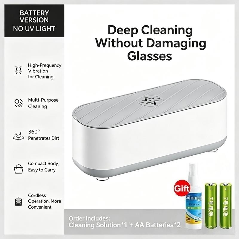 45000Hz Ultrasonic Cleaner USB-C Rechargeable High Frequency Vibration Deep Cleaning Machine for Jewelry Glasses Watches Rings Home Travel Use Battery version