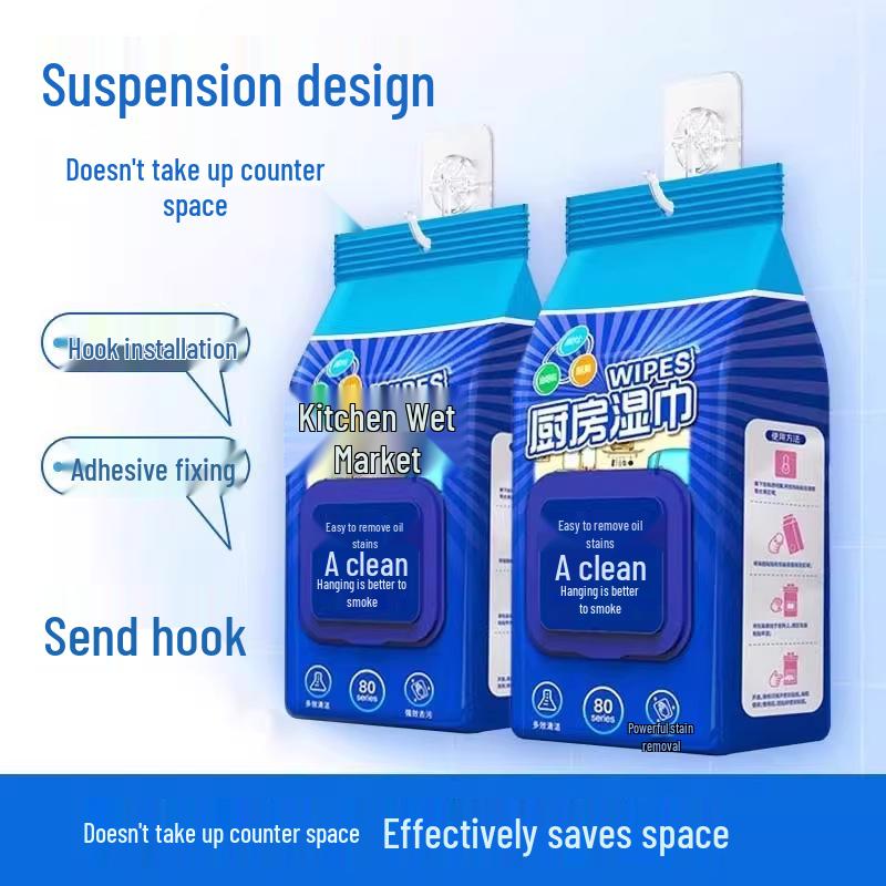 Enlarged Kitchen Wipes: Oil & Stain Remover, Safe for Hands, Thickened Disposable Wet Wipes, Hanging Design