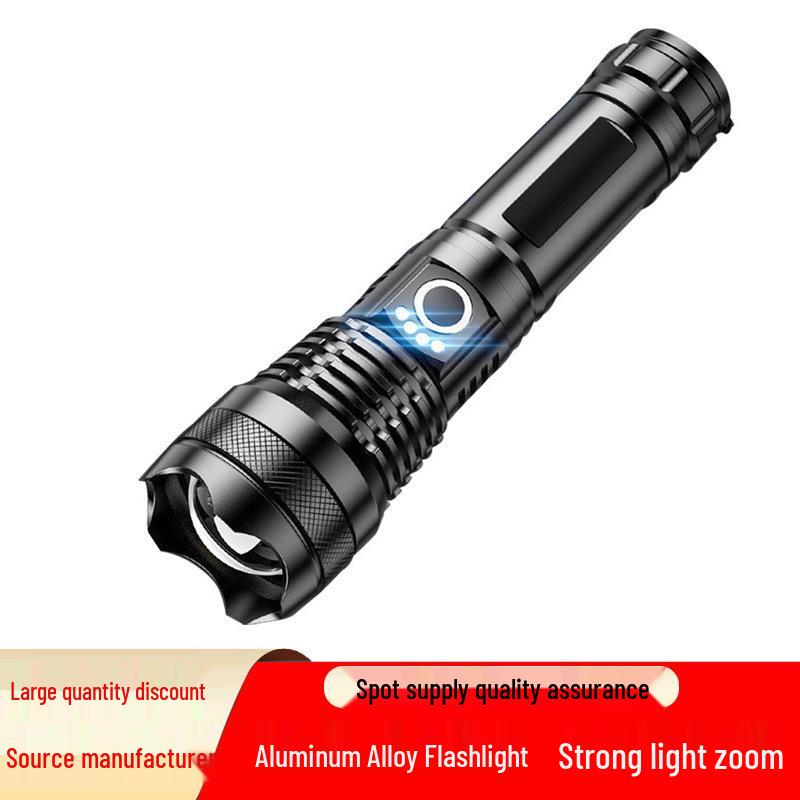 P50 Flashlight: Powerful LED, USB Rechargeable, Power Display, Zoom & Spotlight Functions