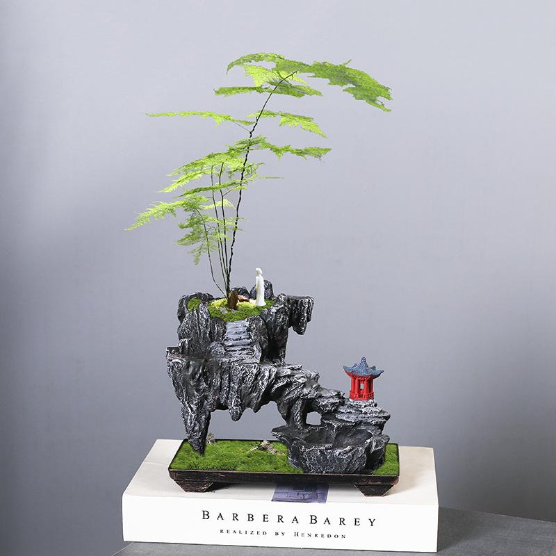 Creative Retro Fortune Tree Bonsai Phalaenopsis Wenzhu Indoor Floating Island Suspended Iron Micro Landscape Flower Pot