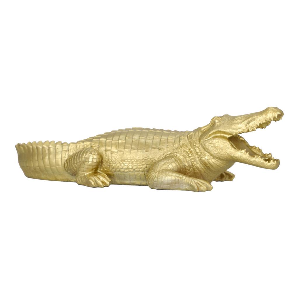 DECORAZIONE STATUETTA COCCODRILLO Victor oro 39cm