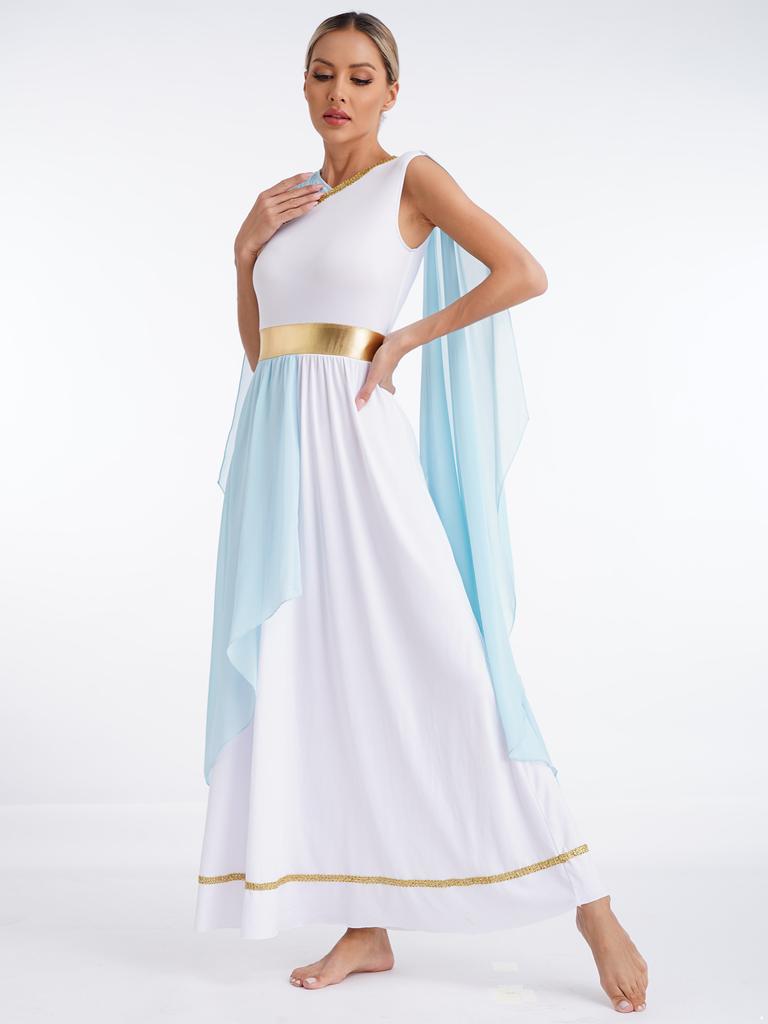 Greek Beaty Cosplay Costumes Chiffon Gold Trims Ancient Toga Greece Roman  Queen Dress-up Party Praise Liturgical Worship Dress  buy the best  products in the Ayzeze online store