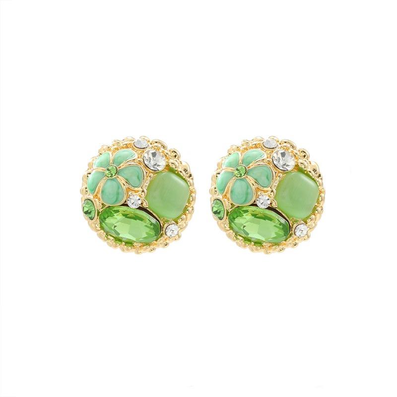 Runde Super-Flash-Strassstein-Blumenohrringe Damen Nischen-Design Hochwertige Steckerohrringe Sommer Leichter Luxus