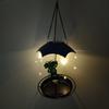 Solar Bird Feeder LED Light Outdoor Bird Feeder Frog or Dwarf Holding Umbrella Bird Feeder for Garden Backyard Decoration