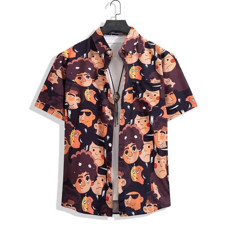 Men's short-sleeve shirt for summer, street style, Hawaiian casual style, couple's vacation beach floral shirt