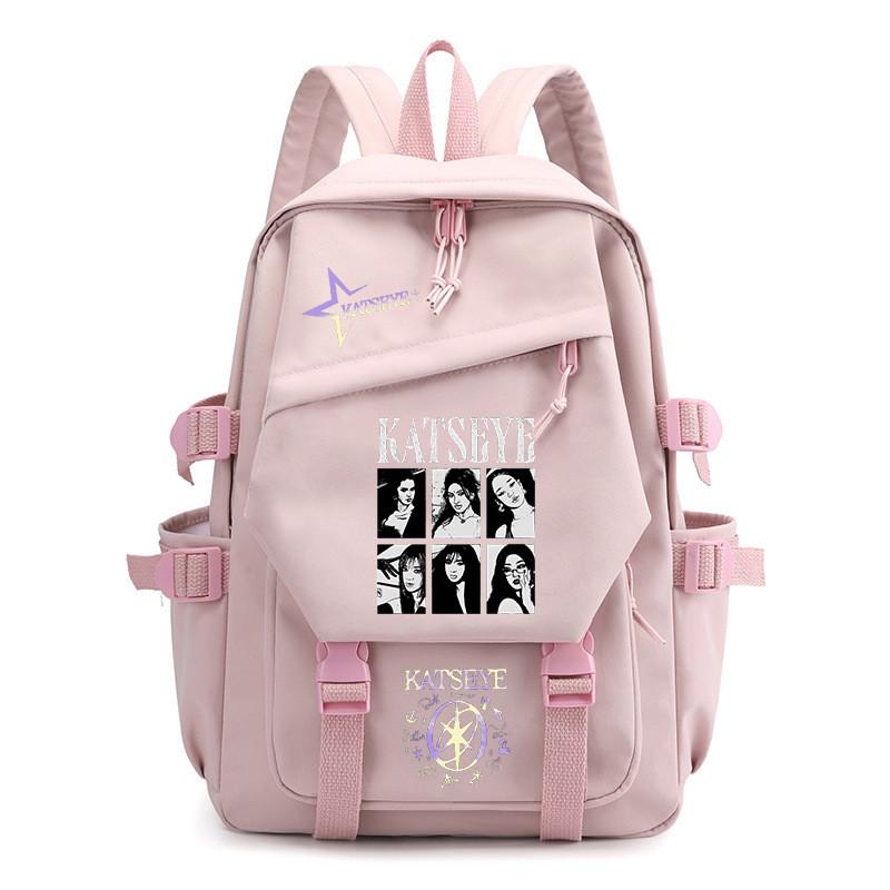 Zaino Stampato KATSEYE Pop Star Coreane Zaino Impermeabile in Tela e Nylon per Studenti