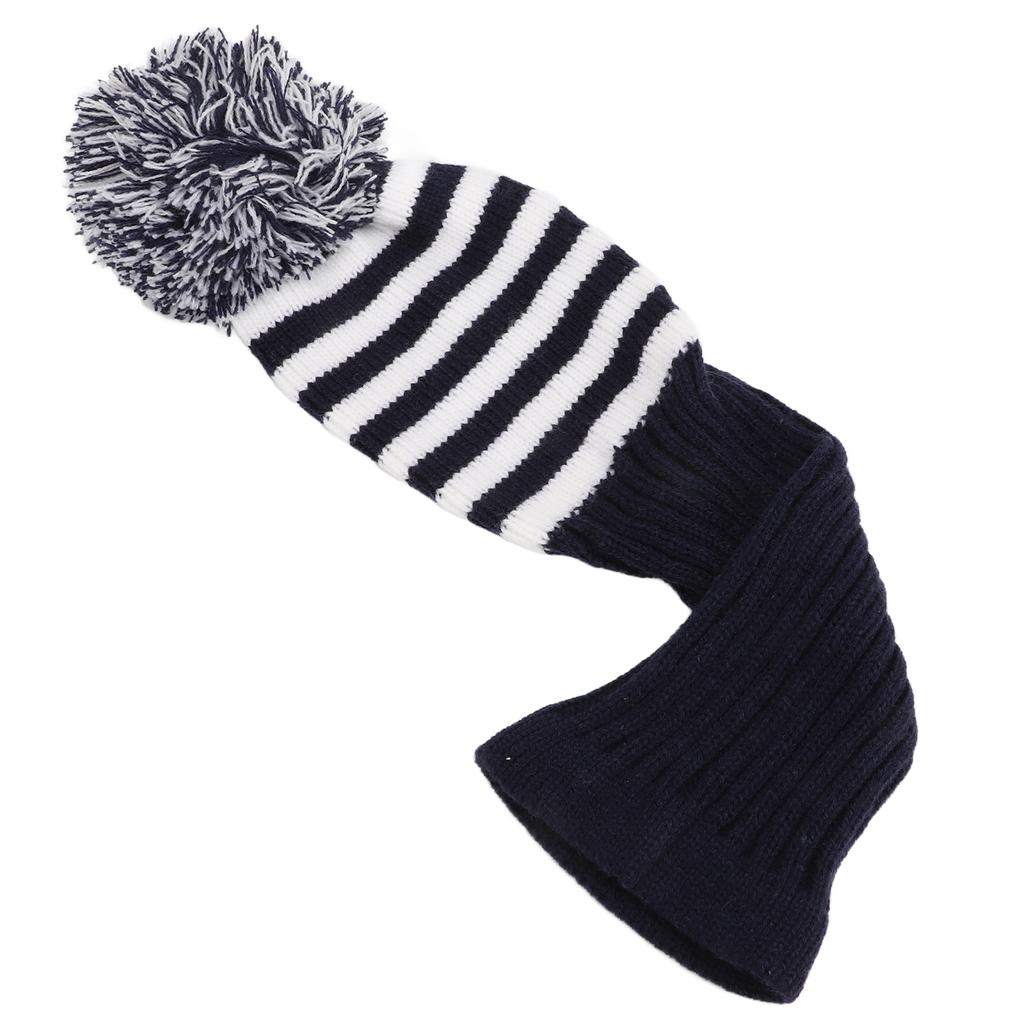 Knit Golf Head Covers Soft Woolen Yarn Knitting Golf Clubs Headcovers Sapphire Blue White Stripe