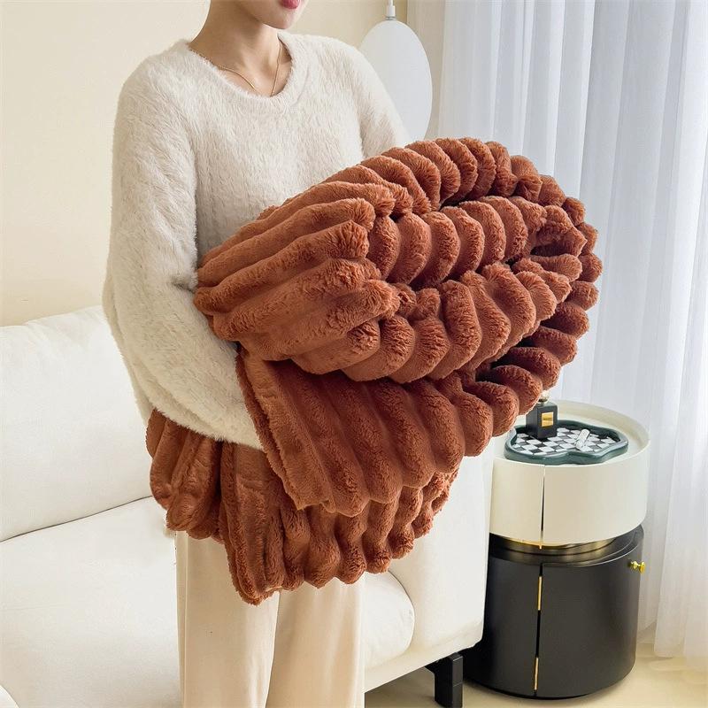 Rabbit Fur Blanket Multi-purpose Nap Blanket Summer Air-Conditioning Quilt Autumn & Winter Small Blanket Sofa Throw Car Blanket