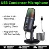 ZFSZ MU1000 RGB Condenser USB Microphone with Mute Button & Echo Control, Desktop Mic for Gaming Live Stream Podcast