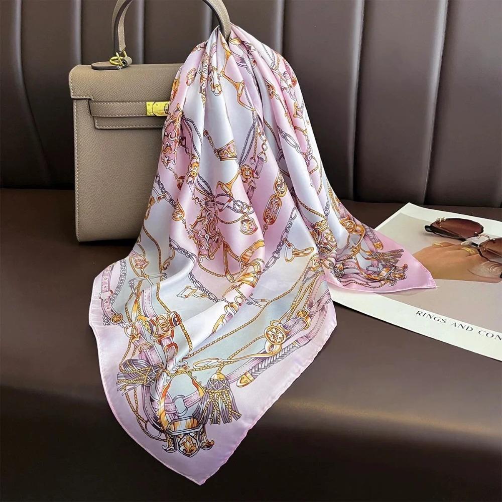 Fashion Luxury Brand 70cm Silk Feel Square Scarf Women Neck Tie Female Hair Bandana Headkerchief Shawl Wrap Hijab Echarpe