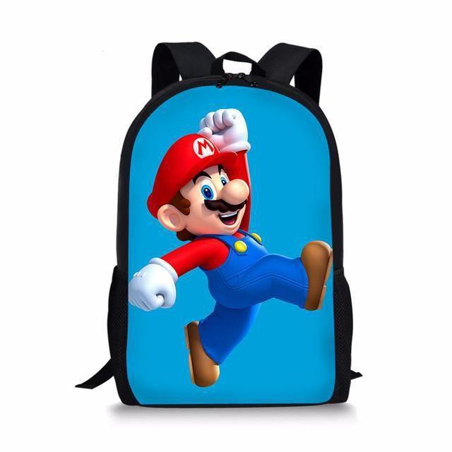 Double Super Mario Shoulder School Bag With Durable Material Pattern Playful