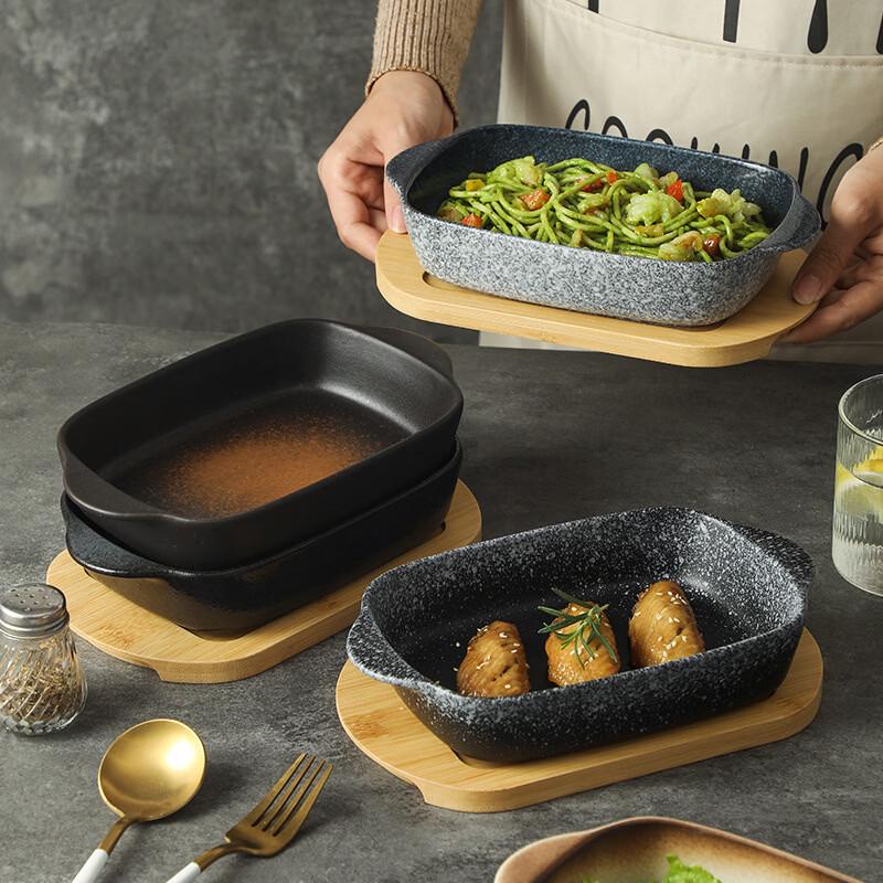 ZISIZ Commercial Ceramic Double-Handle Baking Dish