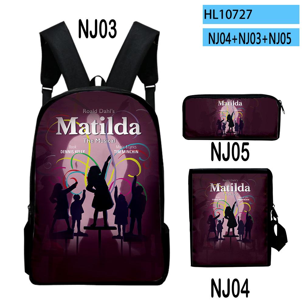 Classic Roald Dahl's Matilda the Musical 3D Print 3pcs/Set School Bags Laptop Daypack Backpack Inclined shoulder bag Pencil Case