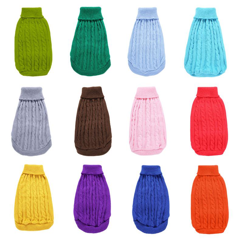 Solid Color High Neck Aran Cable Knit Sweater for Large Dogs