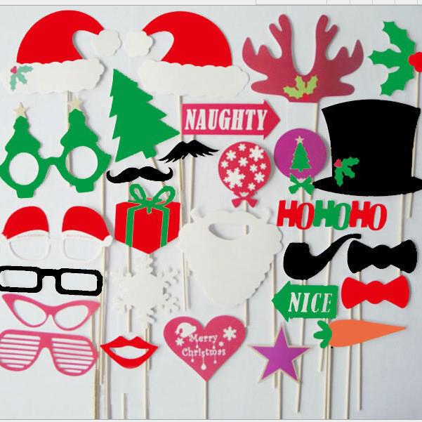 Christmas Snowman Photo Props: Festive Party Masks & Glasses