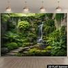 2D Zen Garden Backdrop with Waterfall and Stone Wall Photography Background