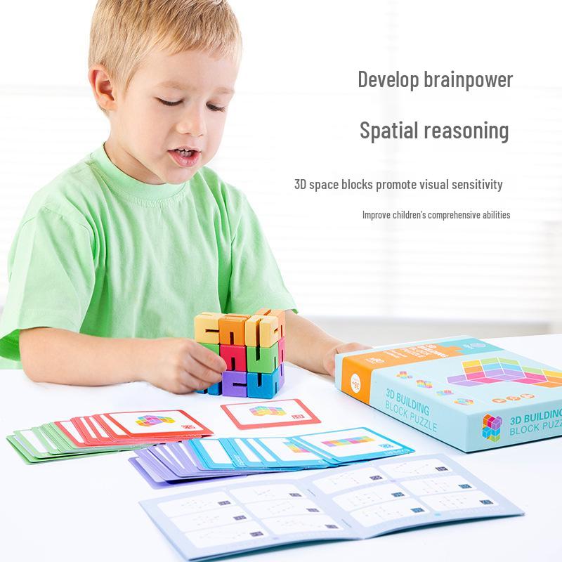 Children's Wooden Cube Puzzle: Spatial Solid Block Toy and Math Teaching Aid