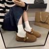 Korean Version 2025 Winter Velvet Warm Snow Cotton Shoes Round Head Thick Sole Shallow Mouth One Pedal Lazy Loafer Cotton Shoes