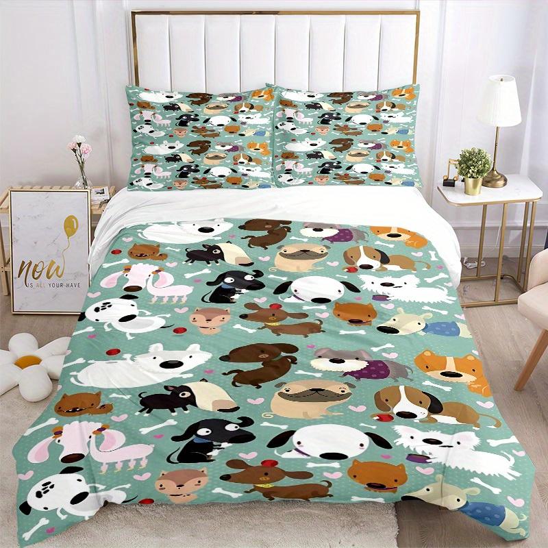 3pcs Dogs Bones Bedding Cover Set, Fashion Classic Popular Print Bedding Set, Soft Comfortable, All Season Use, For Bedroom, Guest Rooma0819197
