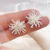 925 Silver Needle Korean Fashion Dandelion Flower Earrings For Women Jewelry Trending New Crystal Flowers Stud Earrings