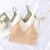 Mulheres Tank Crop Top Sem Costura Sem Costura Deep V Camisole Underwear Anti-Exposição Tubo Top Removível Camisola