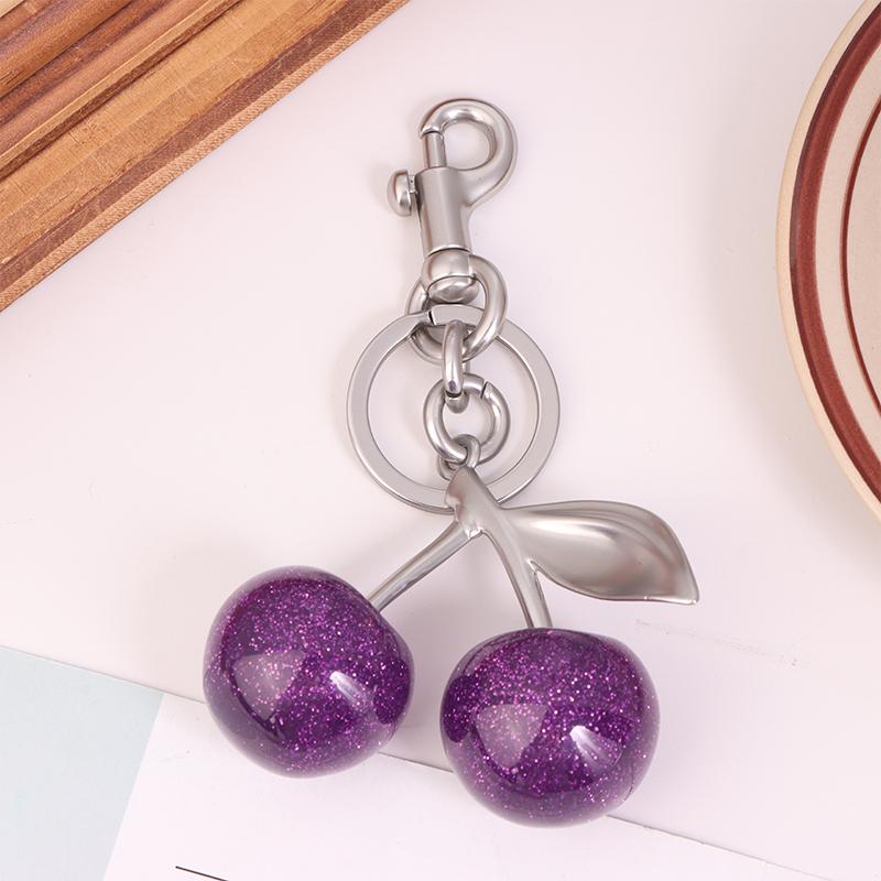 Cherry Keychain Elegant Exquisite Fruit Cherries Keyring Women Bag Pendant Handbag Hanging Charms Car Key Holder