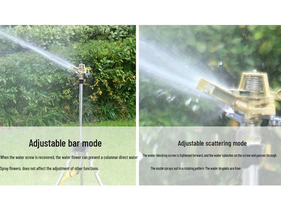 Automatic Rotating Lawn Sprinkler with Stainless Steel Tripod and Zinc Water Bird Design