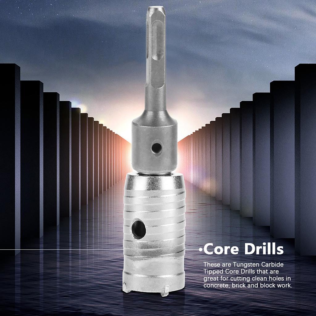 Drill Bit Set 6pcs 35mm-110mm Extension Shank with 2   Drill Bits for Concrete, Brick, Block, Water Pipe, Heating Pipe,   Conditioner,