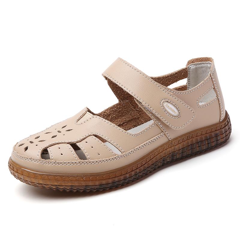 

35-42 Женские летние туфли больших размеров с дышащими модными дырочками Повседневная женская обувь Сандалии Садовая обувь 42 абрикосовый